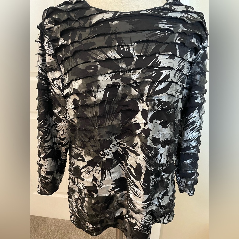 All Hours, Size: M, Blouse, 3/4 sleeve, black/gray